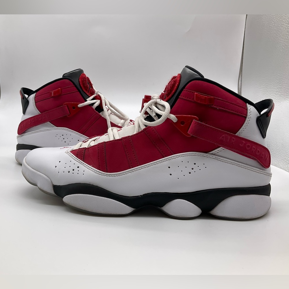 NIKE JORDAN‎ 6 RINGS WHITE BLACK CARMINE RED BASKETBALL SNEAKERS